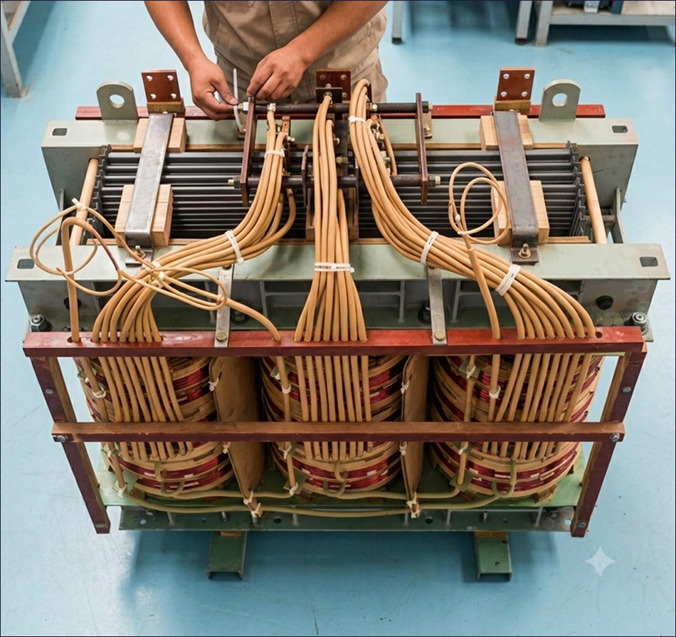Core and coil assembly on the factory floor
